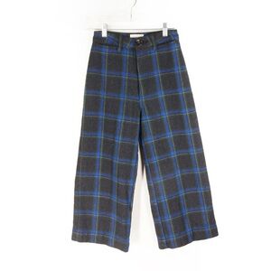Rollas Old Mate Grey Blue Plaid Check Wool High Waisted Pants